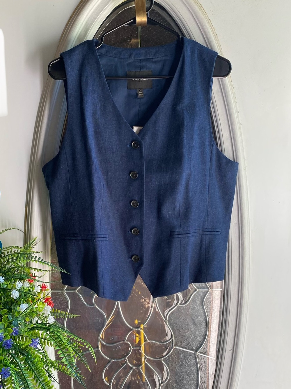 🆕 NWT BR Linen Vest - Navy - Sz L